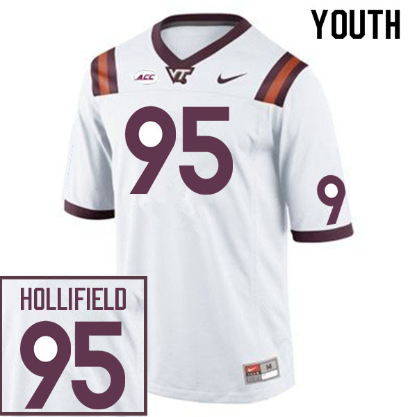 Youth #95 Jack Hollifield Virginia Tech Hokies College Football Jerseys Sale-White - Click Image to Close